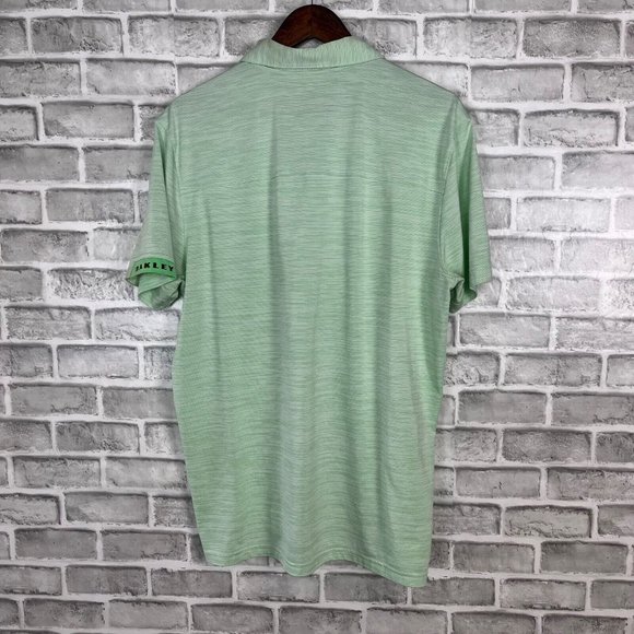OAKLEY Stretch Performance Golf Polo Shirt Green Micro Stripe Men XL Tailor Fit - Picture 5 of 8